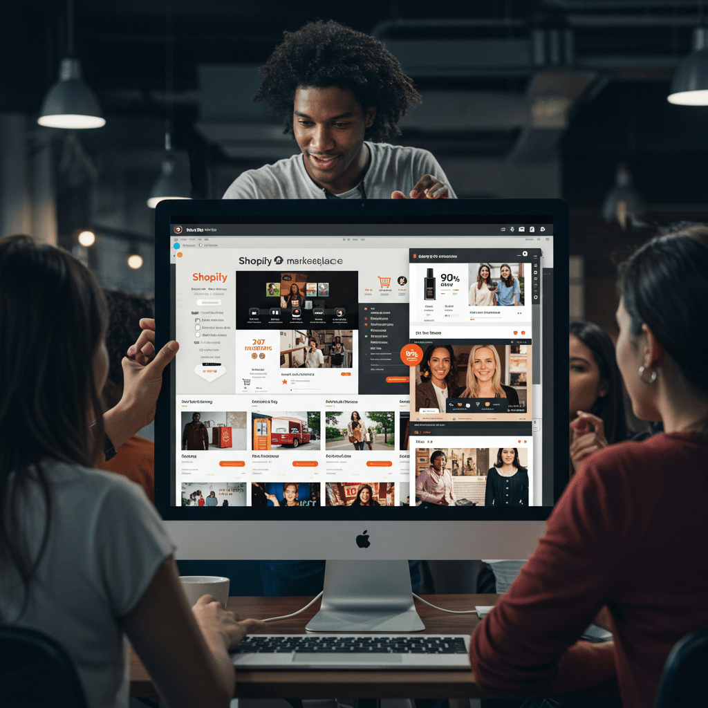 Shopify nedir sorusunu yanıtlayan ve Shopify arayüzünü gösteren bir görsel